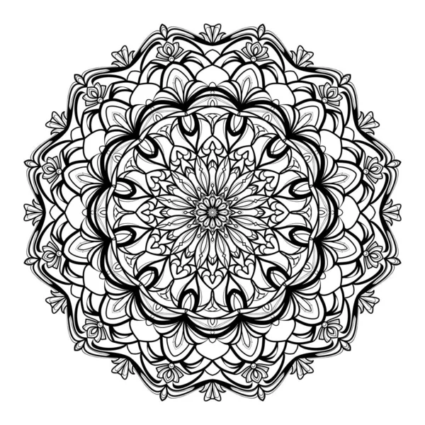 Mandala monokróm geometriai vektor az elszigetelt fehér háttér. Díszítő elem a keleti motívumok a mehndi tervez. Az oldal színe változata — Stock Vector