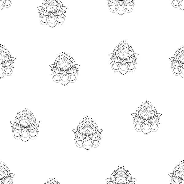 Lotus Bloem Monochrome Geometrische Vector Illustratie Geïsoleerd Een Witte Achtergrond — Stockvector