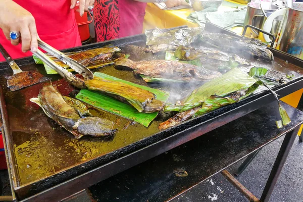 Gegrillter Fisch Wird Basarstand Malaysia Zubereitet Muslime Während Des Iftar — Stockfoto