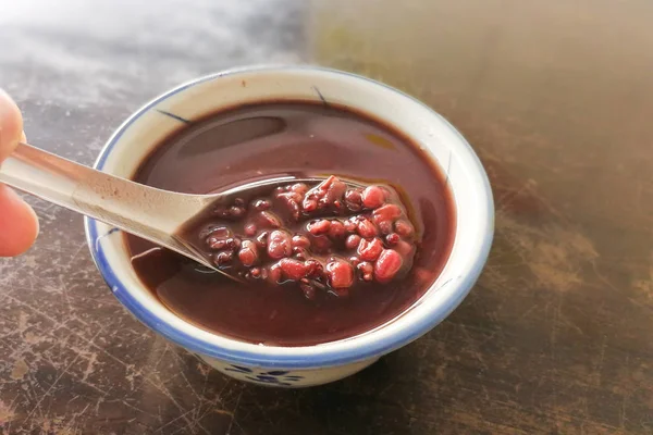 Kacang Merah Lezat Atau Sup Kacang Azuki Makanan Penutup Populer — Stok Foto