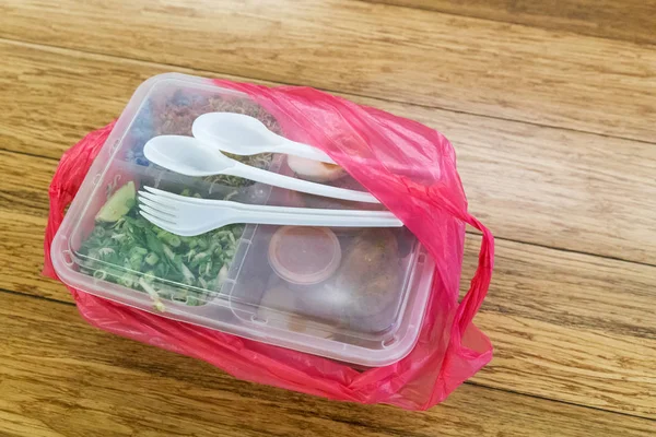 Wadah Makanan Plastik Yang Nyaman Tapi Ramah Lingkungan Dan Kantong — Stok Foto