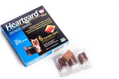 Kuala Lumpur, Malezya, 12 Ekim 2018: Önleyici heartworms chewables Boehringer Ingelheim tarafından pazarlanan köpekler için Heartgard olduğunu. Vetenary doktorlar tarafından reçete ihtiyacı.