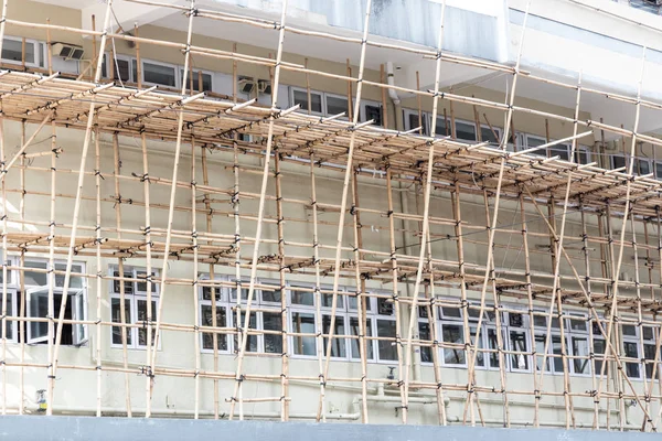 Bamboo Byggnadsställningar Fortfarande Ofta Används Byggandet Hong Kong Stället För — Stockfoto