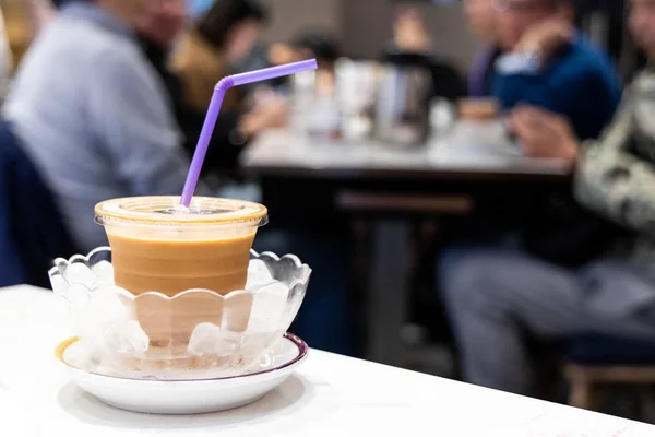 Leche Suave Sedoso Frío Infundido Con Hielo Tazón Bebidas Populares — Foto de Stock