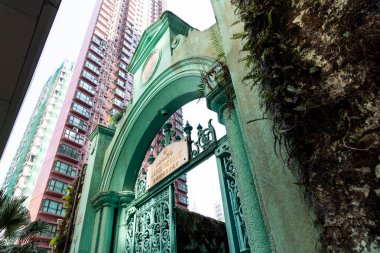 Hong Kong, 9 Şubat 2019: Jamia camiidir orta-düzeyleri, Hong Kong, Çin bir cami. Hong Kong'daki en eski camisi olan camidir.