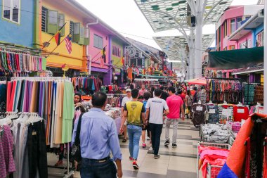 Kuching, Malezya, 18 Nisan 2019: India Street Yaya Alışveriş Merkezi, popüler turistik cazibe ve kuching hedef, Sarawak