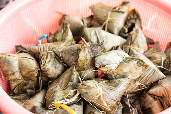 Chinese traditional dumpling or bak chang, stuffed rice with mea