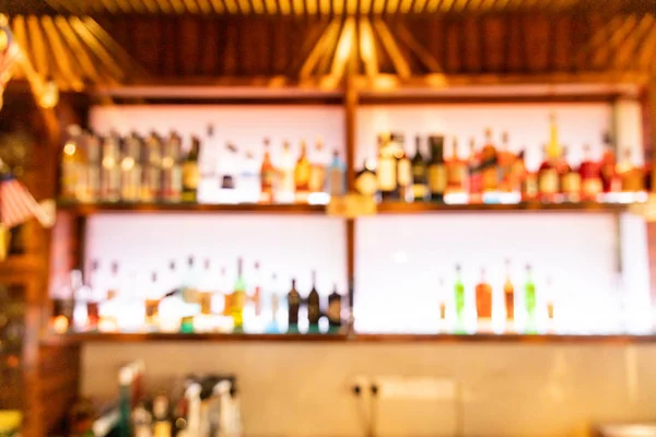 Blurred perspective vision of drunk person of pub bar counter — Stock Photo, Image