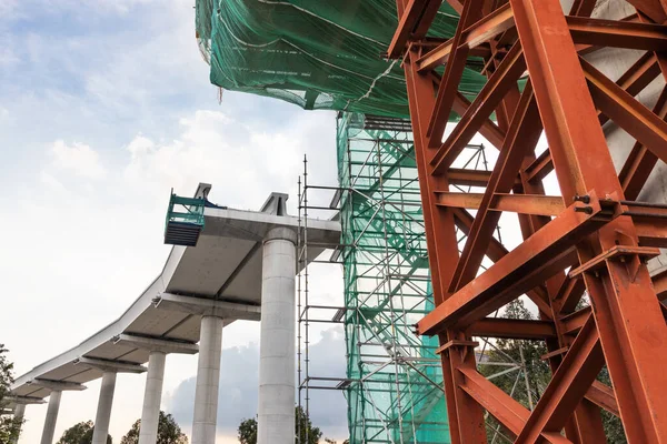 Construção Infra Estruturas Ferroviárias Transporte Ferroviário Ligeiro Mercadorias Curso Malásia — Fotografia de Stock