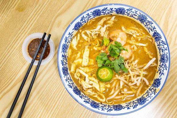 Sarawak Laksa Kruidige Noedel Curry Gearomatiseerde Curry Met Garnalen Populair — Stockfoto
