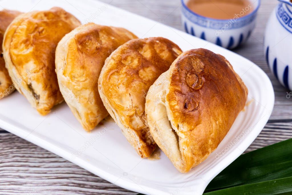 Kaya puff, with pandan kaya fillings, popular pastry in Ipoh and within Malaysia