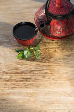 Asya çay seti ahşap tablo