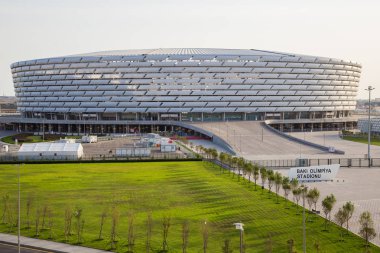 Bakü, Azerbaycan 10 Mayıs 2015 - Bakü Ulusal Stadyum üzerinde 20 Mayıs 2015. Bakü 2015 yılında ilk Avrupa Oyunlar ev sahipliği yapacak