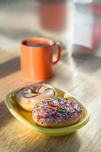 Donuts Cup Hot Chocolate — Stock Photo, Image