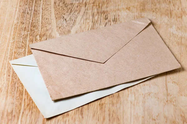 Envelopes Wooden Background — Stock Photo, Image