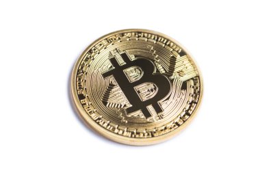 Altın bitcoin beyaz izole