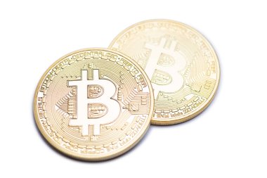 Altın bitcoin beyaz izole