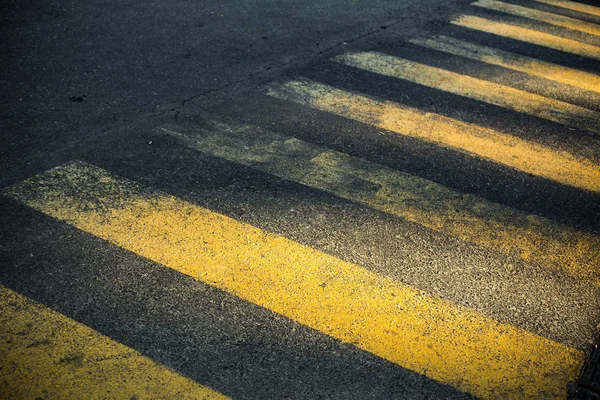 Yellow Crosswalk Sign Asphalt — Stock Photo, Image
