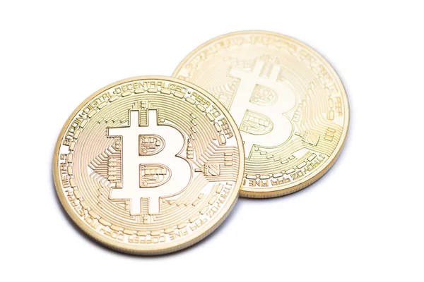 Altın bitcoin beyaz izole