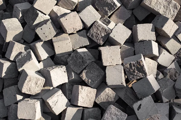 Pile Grey Paving Stones Background Stock Photo