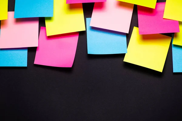 Many Colorful Sticky Notes Black Background Stock Photo by