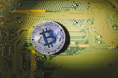 Bitcoin silver, yakın çekim. İş kavramı