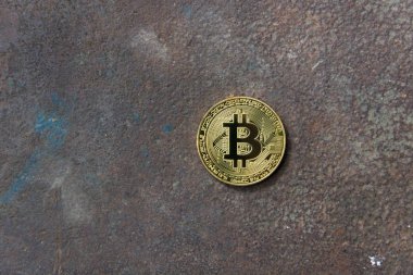 Bitcoins, yakın çekim. İş kavramı