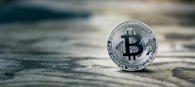 Bitcoin silver, yakın çekim. İş kavramı