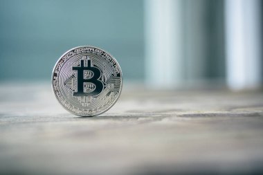 Bitcoin silver, yakın çekim. İş kavramı