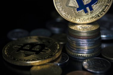  Bitcoin para arka plan üzerinde Kapat