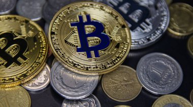  Bitcoin para arka plan üzerinde Kapat