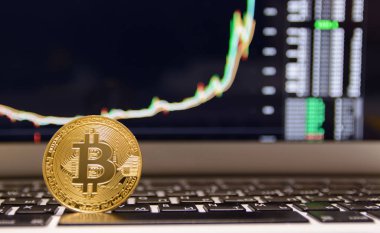 bitcoin görünümü arka plan, kripto para birimi kavramı üzerine kadar kapatın