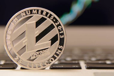 litecoin görünümü arka plan, kripto para birimi kavramı üzerine kadar kapatın