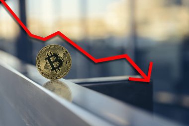 bitcoin kırmızı-azalan ile grafik