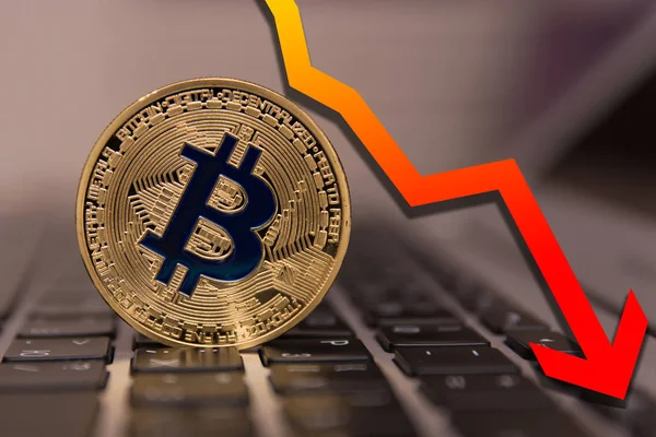 Arany Bitcoin Billentyűzet — Stock Fotó