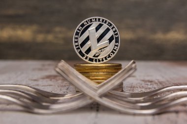 Gümüş çatal ve kripto Döviz Alım Litecoin