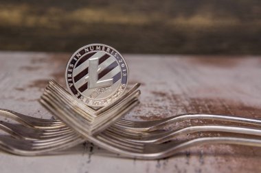 Gümüş çatal ve kripto Döviz Alım Litecoin