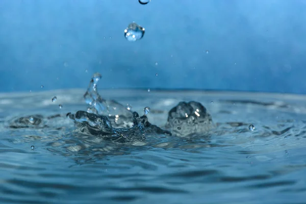 Drops Blue Clean Water — Stock Photo, Image