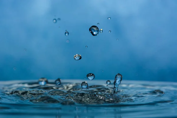 Gotas Água Limpa Azul — Fotografia de Stock