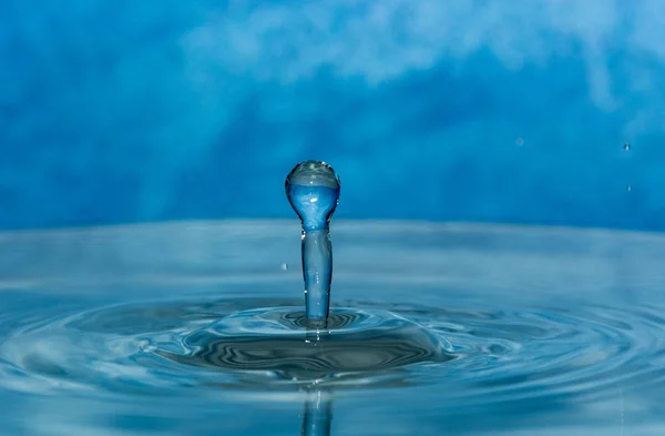 Gotas Água Limpa Azul — Fotografia de Stock