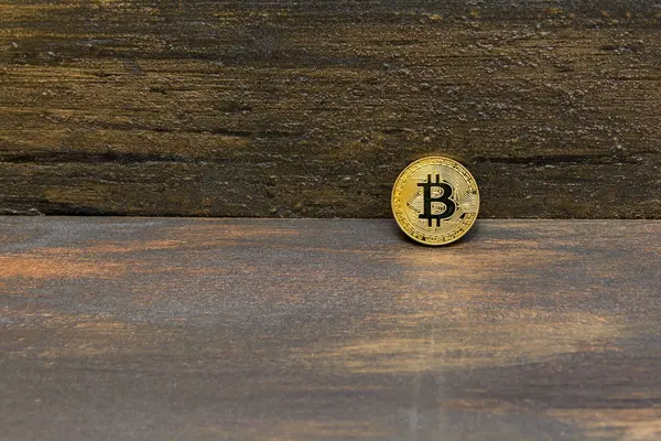 Bitcoin Oro Sobre Fondo Abstracto — Foto de Stock