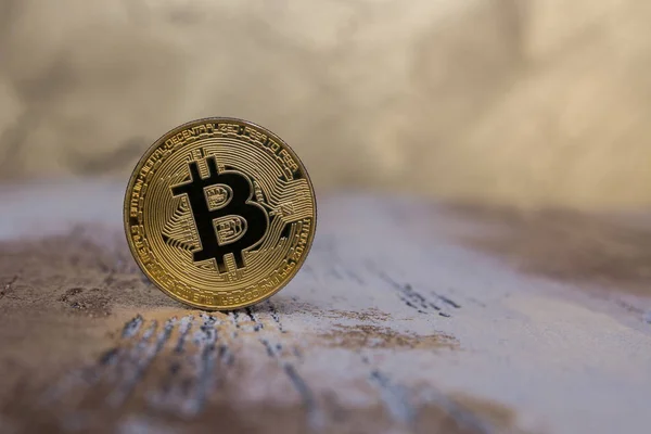 Soporte Oro Bitcoin Sobre Hermoso Fondo — Foto de Stock