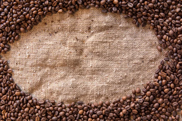 Coffee Beans Burlap Background — Stock Photo, Image