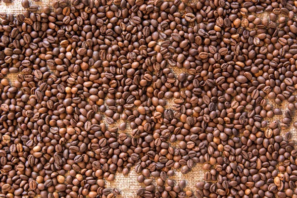 Coffee Beans Burlap Background — Stock Photo, Image