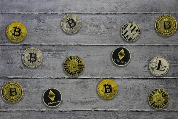 Bitcoin Litecoin Etéreo Fondo — Foto de Stock