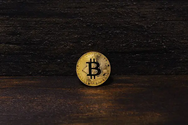 Bitcoin Oro Sobre Fondo Bronce Viejo — Foto de Stock