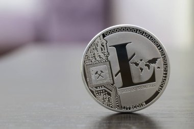 litecoin görünümü arka plan, kripto para birimi kavramı üzerine kadar kapatın