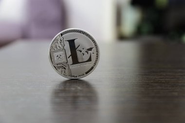 litecoin görünümü arka plan, kripto para birimi kavramı üzerine kadar kapatın