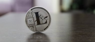 litecoin görünümü arka plan, kripto para birimi kavramı üzerine kadar kapatın