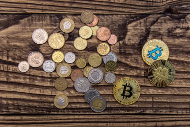 Bitcoins para arka plan üzerinde 